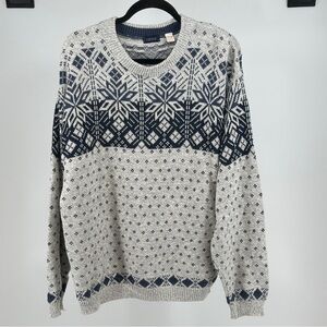 Vintage 80’s Nordic Izod Men's Medium Crewneck Sweater -‎ Gray Blue Cotton USA